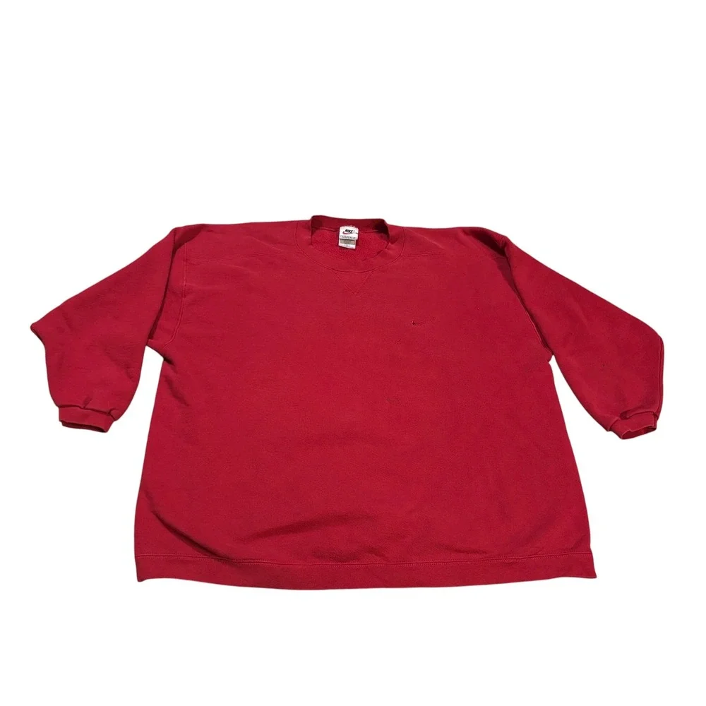 Vintage Nike Red‎ Crewneck Sweatshirt Pullover Made In USA Womens L 90s